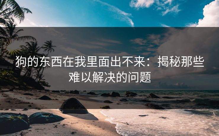 狗的东西在我里面出不来：揭秘那些难以解决的问题
