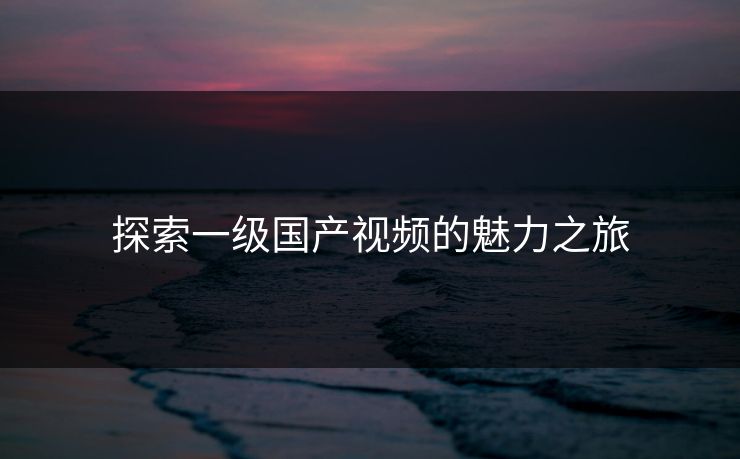 探索一级国产视频的魅力之旅