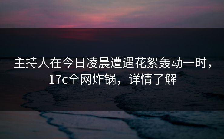主持人在今日凌晨遭遇花絮轰动一时，17c全网炸锅，详情了解