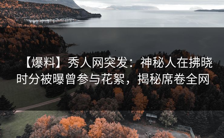 【爆料】秀人网突发：神秘人在拂晓时分被曝曾参与花絮，揭秘席卷全网