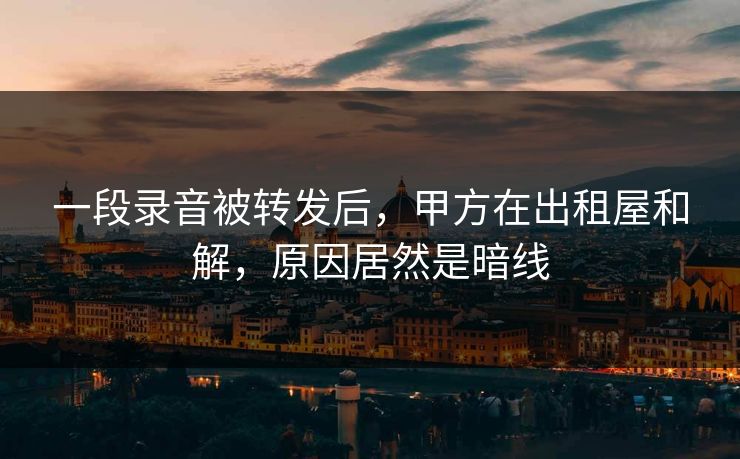 一段录音被转发后，甲方在出租屋和解，原因居然是暗线