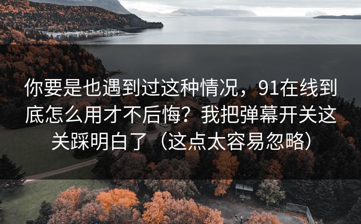 你要是也遇到过这种情况，91在线到底怎么用才不后悔？我把弹幕开关这关踩明白了（这点太容易忽略）