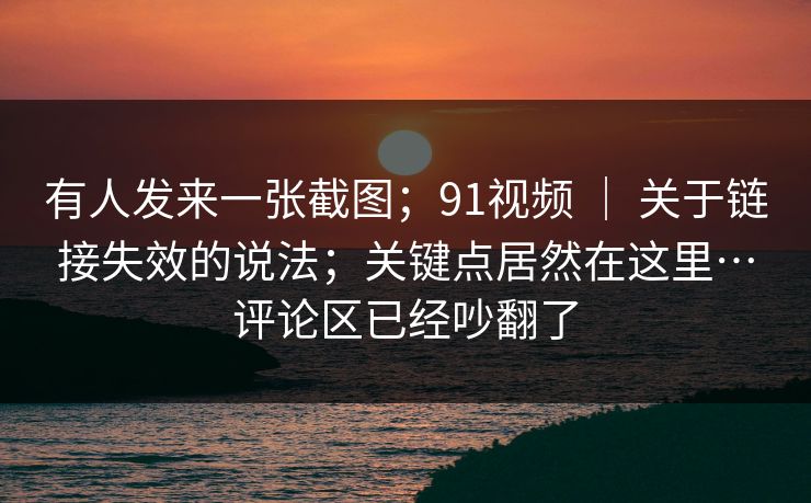 有人发来一张截图；91视频 ｜ 关于链接失效的说法；关键点居然在这里…评论区已经吵翻了