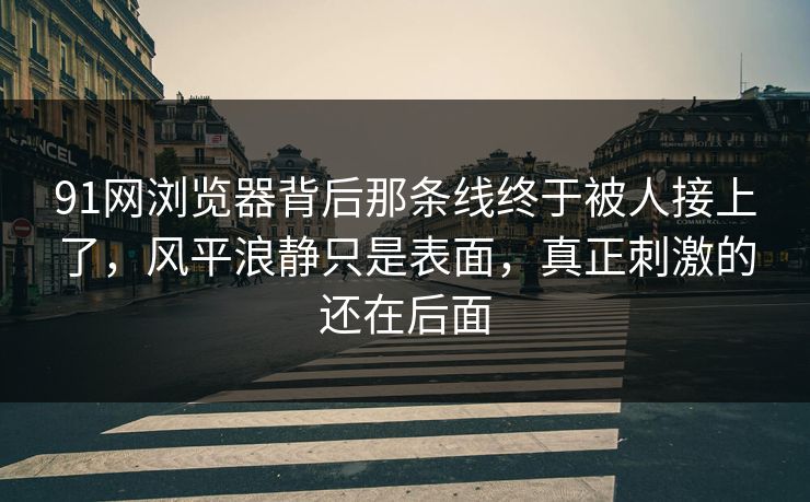 91网浏览器背后那条线终于被人接上了,风平浪静只是表面,真正刺激的还在后面